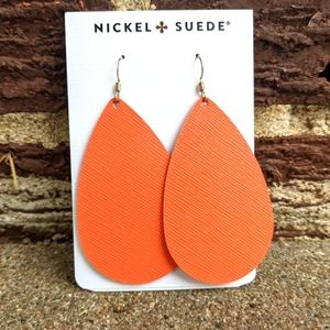 Nickel & Suede Tangerine Teardrops